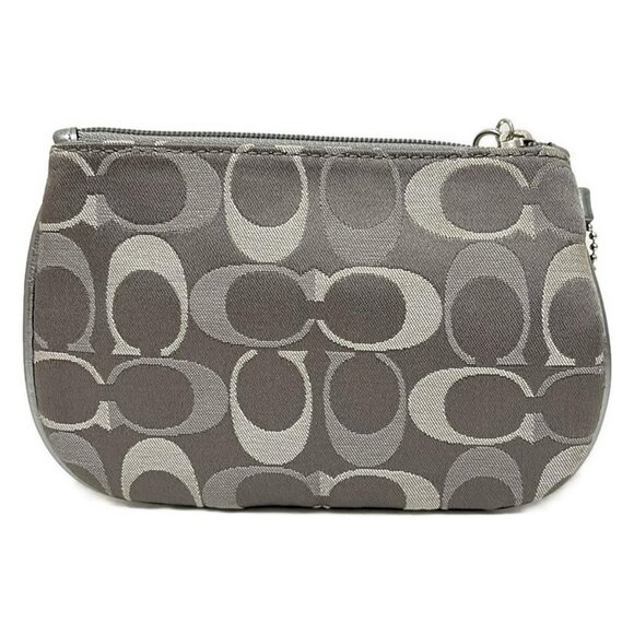 Auth COACH Signature - Gray Cream Jacquard Leather Pouch - Picture 3 of 7